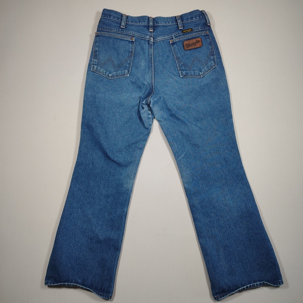 Wrangler Jeans Mens 33x30 Blue Slim Fit Flare Vintage 8161ONV Denim Made in USA - Picture 2 of 11
